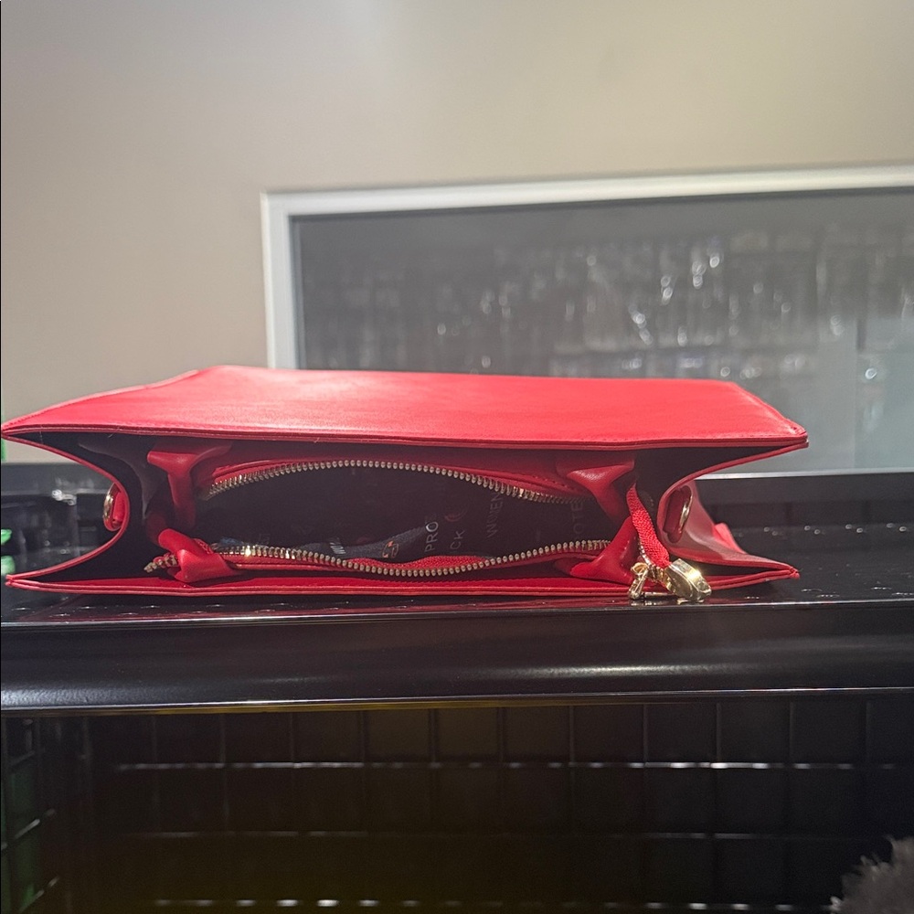 Red Embossed Statement Clutch - Picture 2 of 3